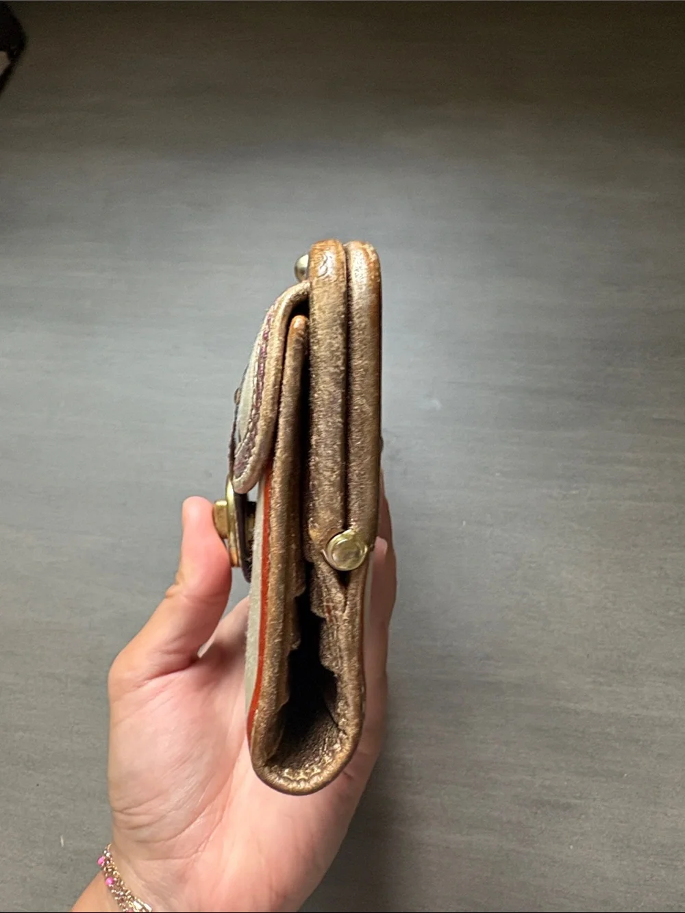 Vintage Coach Legacy Stripe Satin Kisslock Wallet